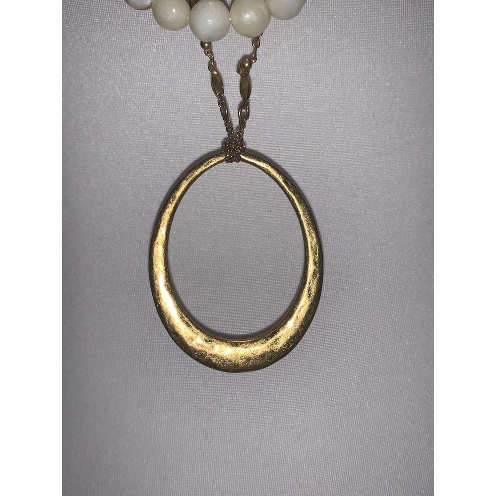 Stella and Dot Double Strand Two in One Hammered Gold Beaded Necklace EUC - Picture 2 of 4